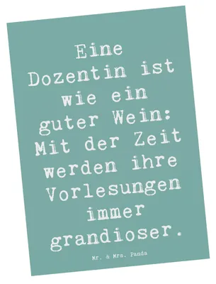 Produktbild von Mr. & Mrs. Panda Ansichtskarte Spruch Dozentin Genuss - Meeresbrise - Geschenk, Postkarte, Ansichtskarten, Berufe, Wertschätzung, bildkarte, Grußkarte, Berufsleben, Beruf