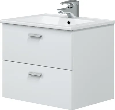 Produktbild von Waschbeckenunterschrank >ECO KIT< (hängend) in Weiß glänzend - 60x50x45 (BxHxT)
