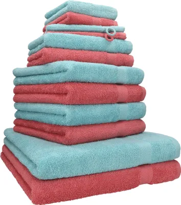 Produktbild von Betz 12-tlg. Handtuch-Set PREMIUM 2 Duschtücher 4 Handtücher 2 Gästetücher 2 Seiftücher 2 Waschhandschuhe Farbe: himbeere / ocean