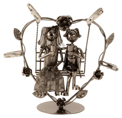 Produktbild von Mel-O-Design 6002 Metall-Hochzeitspaar auf Schaukel für Geldgeschenke silber