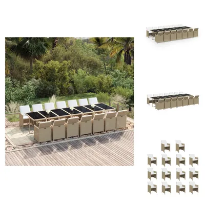 Produktbild von vidaXL 15-tlg. Garten-Essgruppe mit Kissen Poly Rattan Beige -  Gartenmöbel-Sets