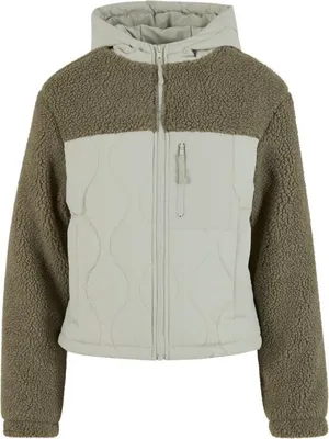 Produktbild von Urban Classics Übergangsjacke Damen Ladies Sherpa Crinkle Nylon Mix Jacket grün S