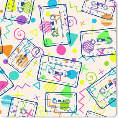 Produktbild von MuchoWow® Mauspad Mousepad Muster - Retro - Kassette - 1980er Jahre 30x30 cm - Mousepads - Maus Mat - Pad - Mausunterlage - Gaming