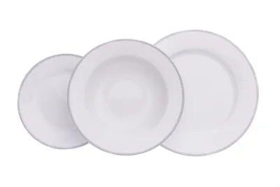 Obrázok produktu pre Thun 1794 Opal, tanierová súprava, biela čipka, sivý okraj, porcelán Thun, 18 d.
