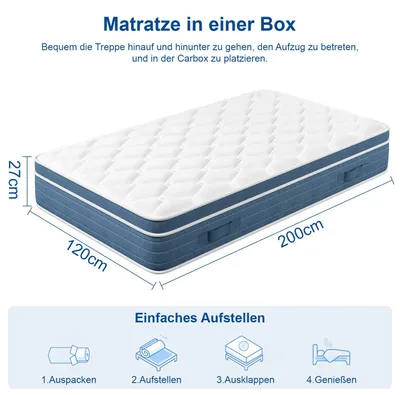 Obrázek produktu pro Hybridní matrace Queen s kapslovými pružinami a vrchní vrstvou