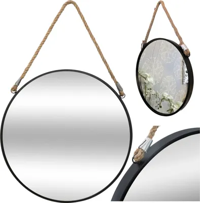 Zdjęcie produktu dla Okrągłe lustro ścienne na sznurze 38 cm