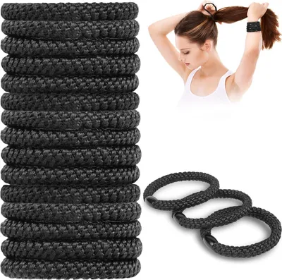Produktbild von 15 Stück Schwarze Elastische Haargummis für Damen und Mädchen