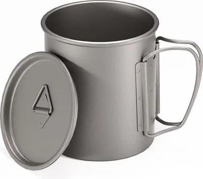 Produktbild von Famanu Titanbecher mit Deckel und klappbarem Griff - für Outdoor und Büro