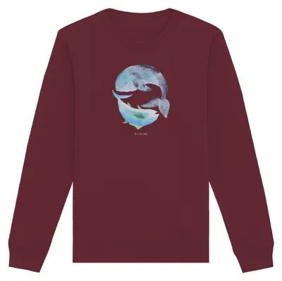 Produktbild von Mr. & Mrs. Panda Baumwoll Pullover Walfisch Thunfisch Größe S - Burgundy - Geschenk, Witz, Spruch Lustig, Des Tages, Wahl, Lustige Sprüche, Sweatshirt, Tunfisch, Pulli