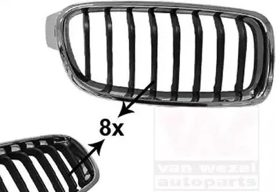 Zdjęcie produktu dla VAN WEZEL 0670516 Kratka chłodnicy przednia do BMW 3 Touring (F31) prawa czarna
