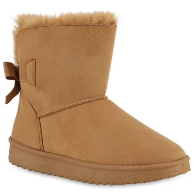 Produktbild von VAN HILL Damen Stiefeletten Schlupfstiefel Warm Gefütterte Stiefel Schleife 902280, Farbe: Hellbraun, Größe: 37