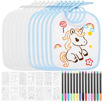 Imagen del producto de Baberos para pintar, 12 unidades, blancos y azules, para niños