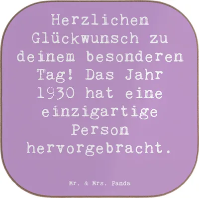 Produktbild von Mr. & Mrs. Panda Untersetzer für Gläser Spruch 1930 Geburtstag - Lavendeltraum - Geschenk, gläseruntersetzer, Holzuntersetzer, Coaster, Jahrgang, Glas, Alter, Tassen
