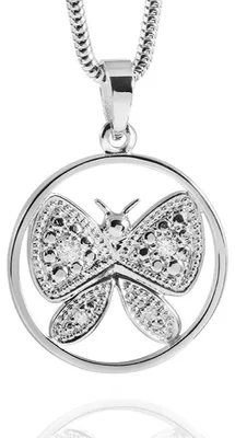 Image de MATERIA – Bijoux : Pendentif en forme de papillon, chaîne en zircone, argent 925 rhodié, pour colliers. #KA-194