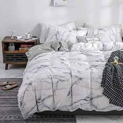 Obrázek produktu pro Bavlněná sada povlečení 200 x 220 cm, 3dílná, 1 přehoz + 2 povlaky na polštáře 80 x 80 cm, bílá, vzorovaná, oboustranná
