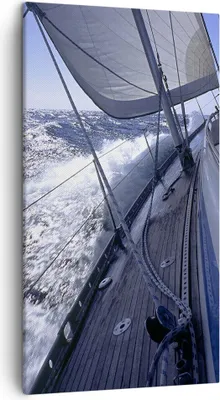 Produktbild von Bild auf Leinwand - Leinwandbild - Boot Ozean Reise Yacht - 45x80cm - Wand Bild - Wanddeko - Leinwanddruck - Bilder - Kunstdruck - Wanddekoration - Leinwand bilder - Wandkunst - PA45x80-0373