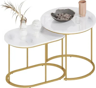 Immagine prodotto di Set di tavolini da caffè: tavolino da salotto set di 2 tavolini da salotto stile moderno