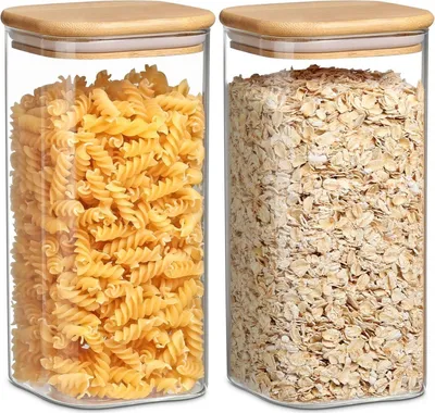 Produktbild von Vorratsgläser mit Bambusdeckel Luftdicht 1600ml 2 Stück