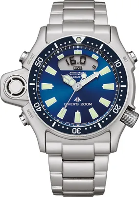Produktbild von CITIZEN JP2000-67L analoge Herrenuhr Tauchuhr Quarz, Ziffernblatt blau