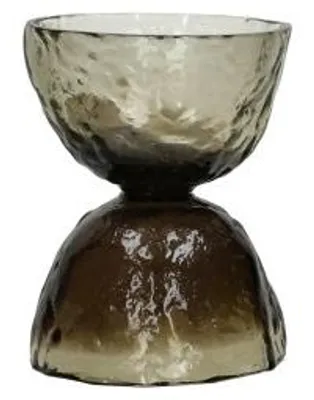 Imagen del producto de Jarrón y candelabro Pomax Diabolo, de vidrio, color gris humo, diámetro 12 cm, altura 15 cm