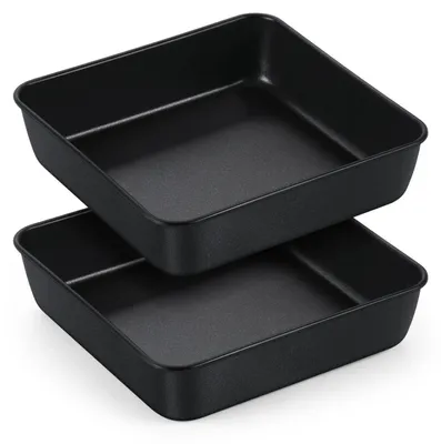 Zdjęcie produktu dla Zestaw 2 formy do zapiekanek, stal nierdzewna, kwadratowe, do frytkownicy bezolejowej i piekarnika, wymiar 15,9 cm