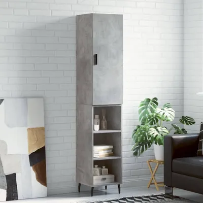 Immagine prodotto di vidaXL Credenza grigio cemento 34,5x34x180 cm materiale a base di legno