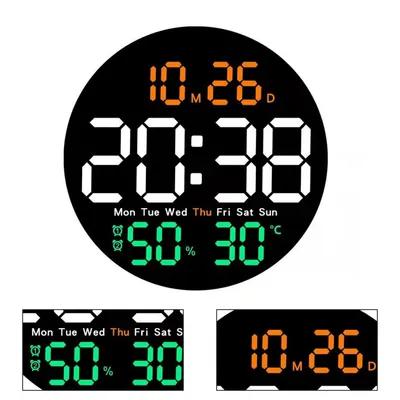 Produktbild von Digitale Wanduhr mit Fernbedienung, LED-Uhr mit 10-stufiger Helligkeitsregelung und automatischem Dimmen, Wandkalender mit Timer-Countdown-Funktion