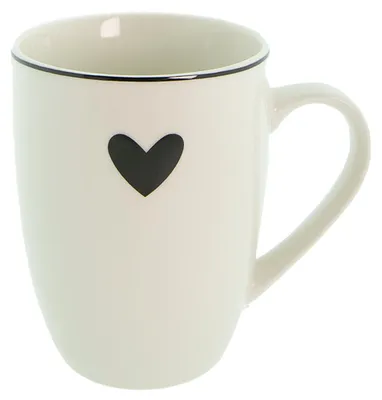 Immagine prodotto di Tazza Clayre & Eef 350 ml Cuore in porcellana bianca e nera