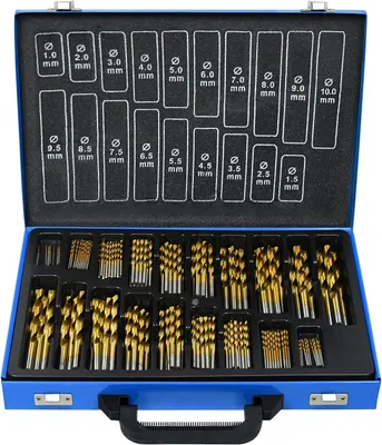 Produktbild von QEENTOE 170‑teiliges Metallbohrer‑Set, HSS-G Cobalt,Set 1-10 mm, DIN 338, Spitzenwinkel 135°, für alle handelsüblichen Bohrmaschinen