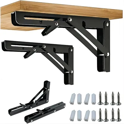Produktbild von 2x Wand Klappkonsole 400 mm Edelstahl Schwerlast Klappkonsole Maximale 80kg Klappregalhalterungen schwarz