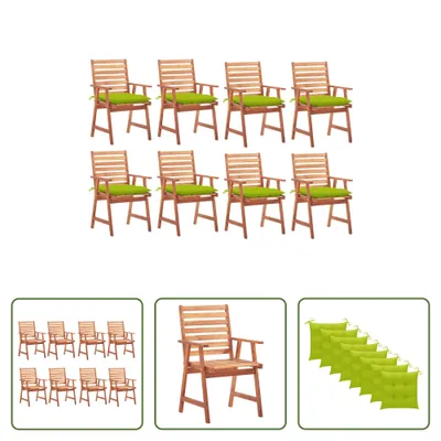 Produktbild von The Living Store Garten-Essstühle 8 Stk. mit Kissen Massivholz Akazie