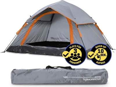 Produktbild von Where Tomorrow Lumaland Outdoor Pop Up Kuppelzelt Wurfzelt 2-3 Personen Sekundenzelt Camping Reise Trekking Festival 215 x 195 x 120 cm Tragetasche