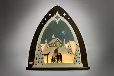 Produktbild von Weigla Lichterspitze LED Bergkapelle - Maße 52 x 53,5 x 9 cm - Handarbeit aus dem Erzgebirge