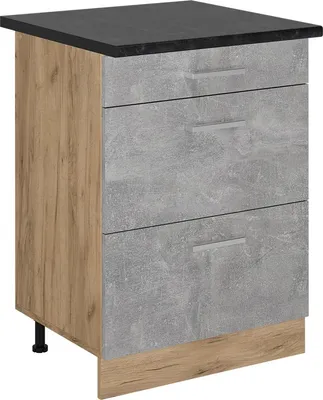 Produktbild von Küchenunterschrank Vicco R-Line Beton 60 cm mit Schubladen, AP Anthrazit, Model 54153