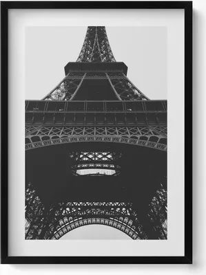 Produktbild von Paris Frankreich Eiffelturm-Panorama– Wandbild mit Rahmen – Gerahmtes Bild  – Wanddekoration – 50x70 cm –  Schwarz Rahmen