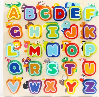 Immagine prodotto di Puzzle con lettere e animali, in legno