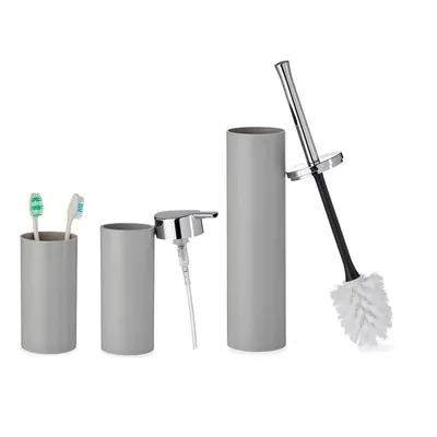 Produktbild von Badezimmer-Zubehörset, 3-teilig, Kunststoff, Grau