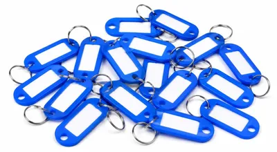 Produktbild von 5er Pack Schlüsselanhänger zum Beschriften Einfarbig -Farbe Blau- Schlüsselschilder mit Ring Beschriftbar | Schlüsselring zum Beschriften | Schlüsselring Kunststoff mit auswechselbaren Etiketten