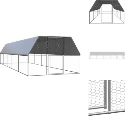 Zdjęcie produktu dla vidaXL Zewnętrzna klatka dla kur 3x10x2 m Ocynkowana stal - Siedliska i wybiegi dla małych zwierząt