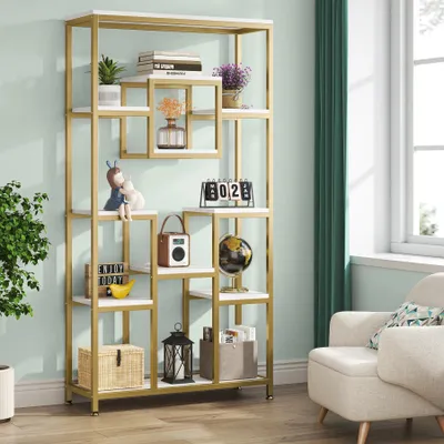 Image de Bibliothèque géométrique - Bibliothèque sur pied 180 cm - Structure métallique - Pour le salon - Pour le bureau - Rangement de livres