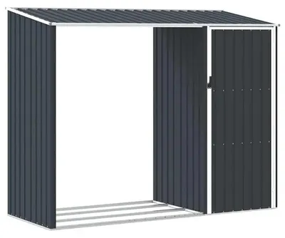 Produktbild von Gartenschuppen - Metall Holzlager - Verzinkter Stahl 245x98x159 cm - Wasserdicht - Ohne Boden - Schwarz