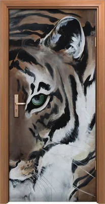 Produktbild von Türposter 90x200 cm Türaufkleber Türtapete Türfolie Klebefolie Kunst Tier Katze Tiger Katzen malerei