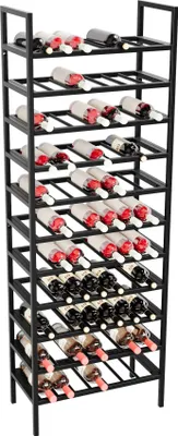 Obrázek produktu pro MetaloPro Vínový Regál Jerez – Kovový Stojan na 77 Lahví Vína, Pevná Konstrukce, Ideální do Kuchyně, Sklepa nebo Baru – 170×60×30cm