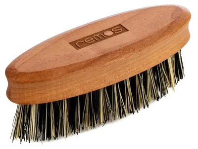 Produktbild von Bartbürste Bartpflegebürste - Birnenholz - Vegane Pflanzenfasern - 8,5 x 3 x 3,5 cm