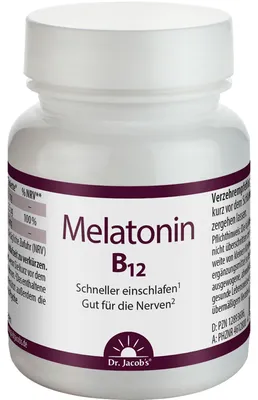 Produktbild von Dr. Jacob's Melatonin 1 mg + Vitamin B12 60 Lutschtabletten Kirsche vegan, 60 St. Tabletten