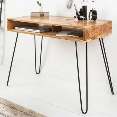Produktbild von Industrie-Look Schreibtisch ALINA 100cm natur Mangoholz Metallbeine