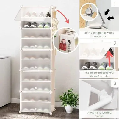 Produktbild von Famanu Schuhregal Modulares Design – Organizer für Flur und Eingangsbereich – Platz für 20 Paar Schuhe – Stapelbar und Platzsparend