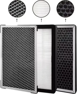 Immagine prodotto di Filtri per purificatori d'aria - Filtri di ricambio - 10,2/15,2 cm - Confezione da 3 - Prefiltro + HEPA + carbone attivo - Filtro composito - Nero