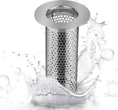Obrázek produktu pro Stříbrná nerezová zátka s sítkem – 5,5 × 8 cm, zátka do kuchyně, koupelny a na balkon