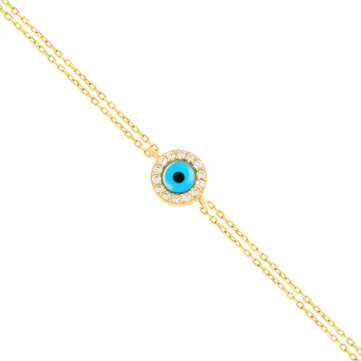 Produktbild von Damen Armband 585er Gelbgold Plättchen Kreis Auge Nazar Armkette Goldarmband